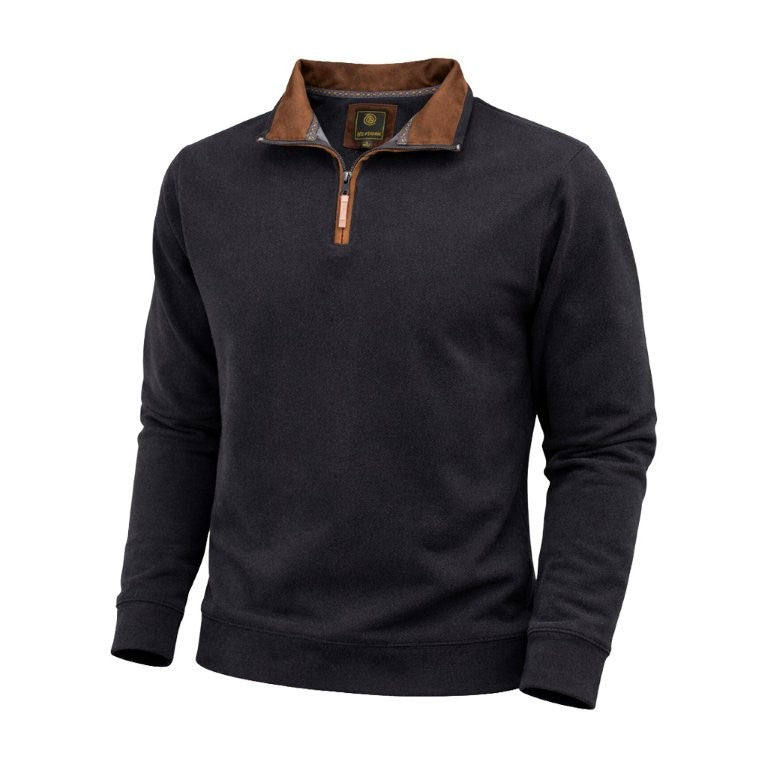 FX Fusion 1/4 Zip Mock Neck Sweater Luxury Cashmere Poly/Cashmere/Acrylic/Silk/Spandex Black Color 10090