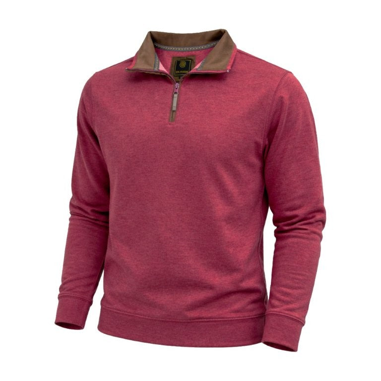 FX Fusion 1/4 Zip Mock Neck Sweater Luxury Cashmere Poly/Cashmere/Acrylic/Silk/Spandex Bordeaux Color 10090