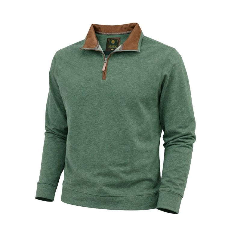 FX Fusion 1/4 Zip Mock Neck Sweater Luxury Cashmere Poly/Cashmere/Acrylic/Silk/Spandex Forrest/Pine Green Color 10090