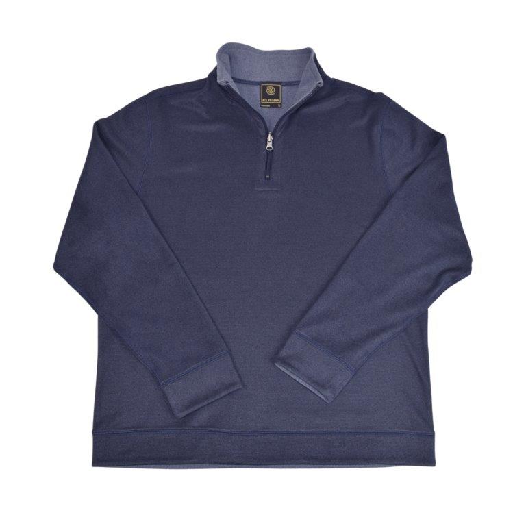 FX Fusion Reversible Micro Dot 1/4 Zip Mock Neck Sweater 92%Poly/8%Spandex-Navy-10092