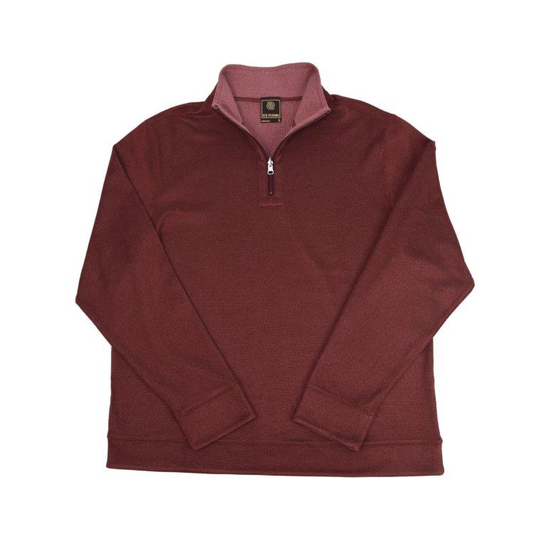 FX Fusion Reversible Micro Dot 1/4 Zip Mock Neck Sweater 92%Poly/8%Spandex-Wine-10092