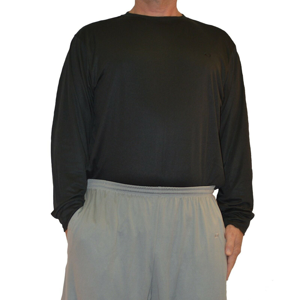 Big & Tall - DriWize™ Birdseye Mesh - Crewneck Shirt - Long Sleeve -black