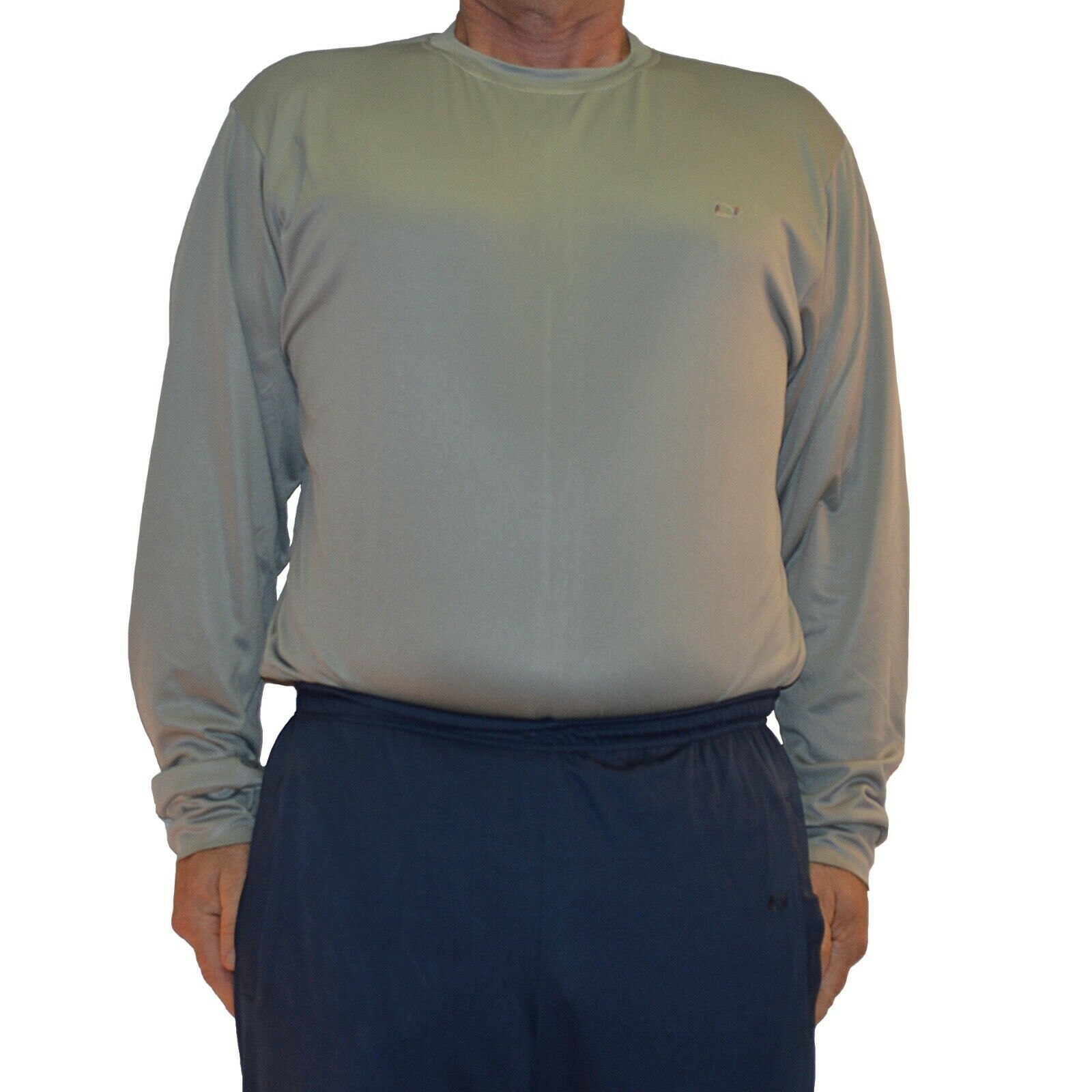 Big & Tall - DriWize™ Birdseye Mesh - Crewneck Shirt - Long Sleeve - light grey