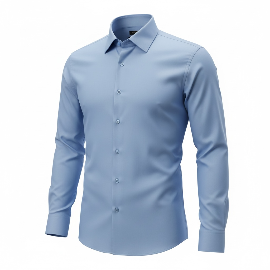 Light blue dress shirt on a white background