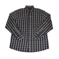 FX Fusion Long Sleeve Cotton 60%/Poly 40% Single Pocket Textured Plaid Navy/Tan D10004