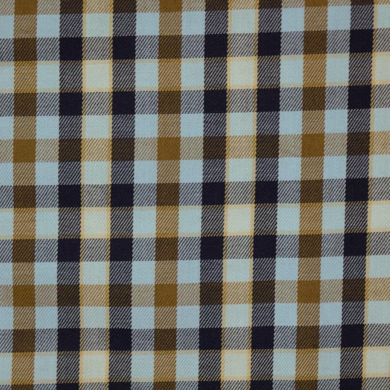 FX Fusion Long Sleeve Cotton 60%/Poly 40% Single Pocket Twill Check Blue/Multi D10005