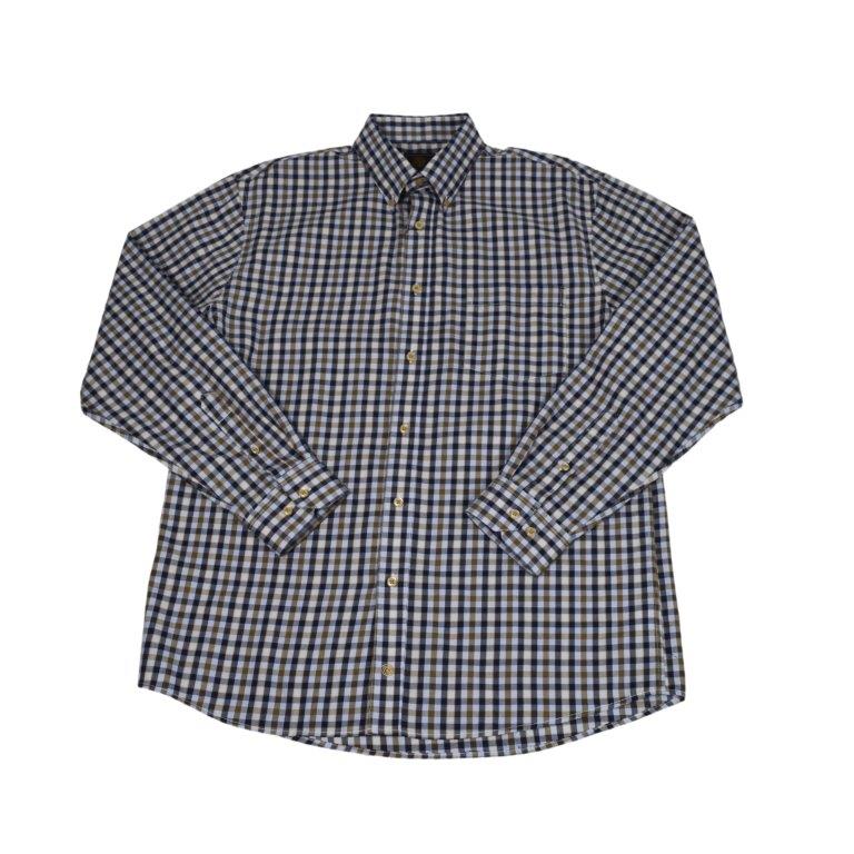FX Fusion Long Sleeve Cotton 60%/Poly 40% Single Pocket Twill Check Blue/Multi D10005