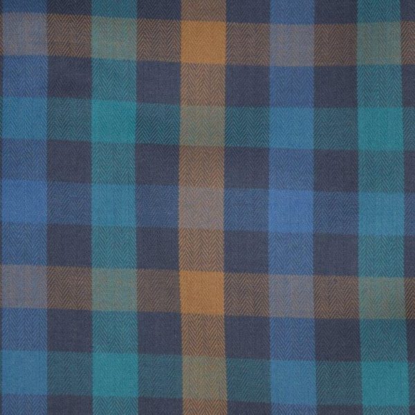 FX Fusion Long Sleeve Cotton 60%/Poly 40% Single Pocket Twill Check Royal/Teal/Tan D10006