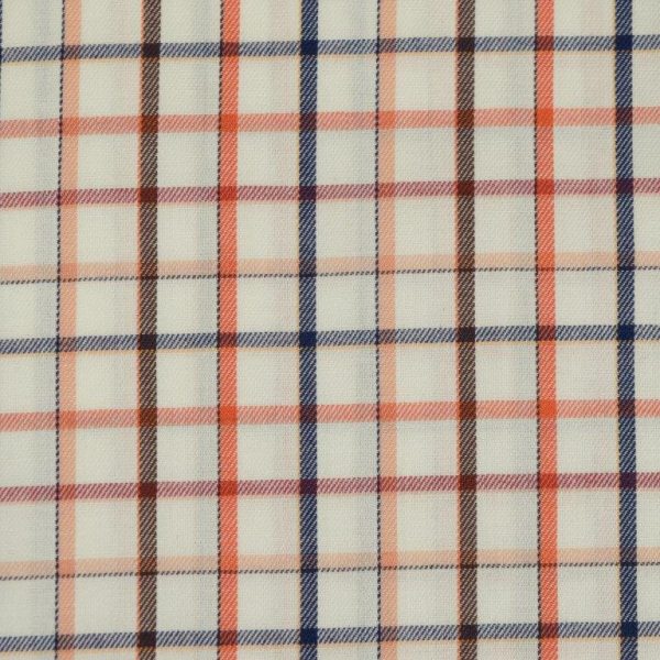 FX Fusion Long Sleeve Cotton 60%/Poly 40% Single Pocket Twill Check Orange/Multi D10007