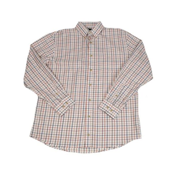 FX Fusion Long Sleeve Cotton 60%/Poly 40% Single Pocket Twill Check Orange/Multi D10007