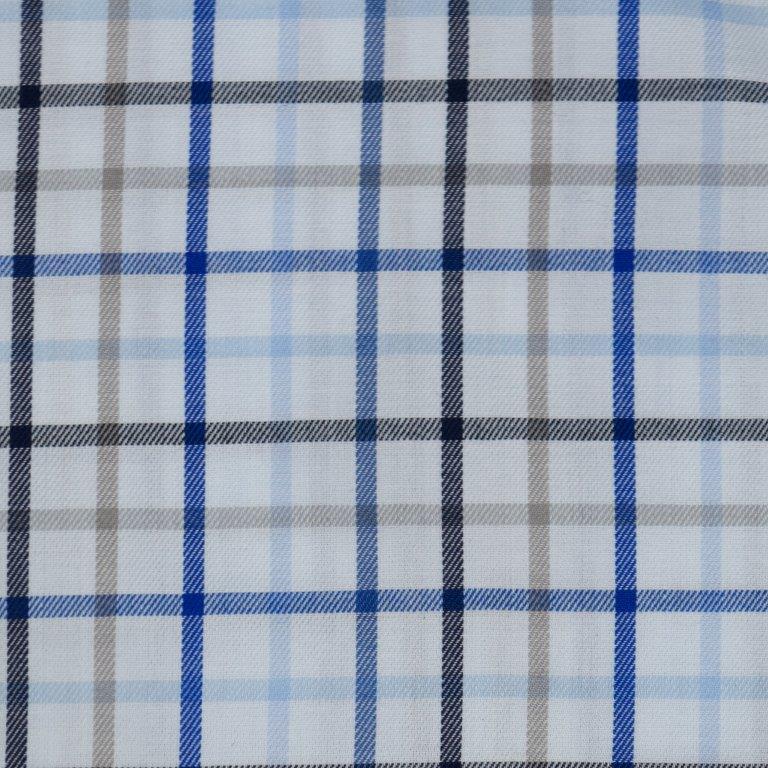 FX Fusion Long Sleeve Cotton 60%/Poly 40% Single Pocket Twill Multi Check Blue/Multi D10008