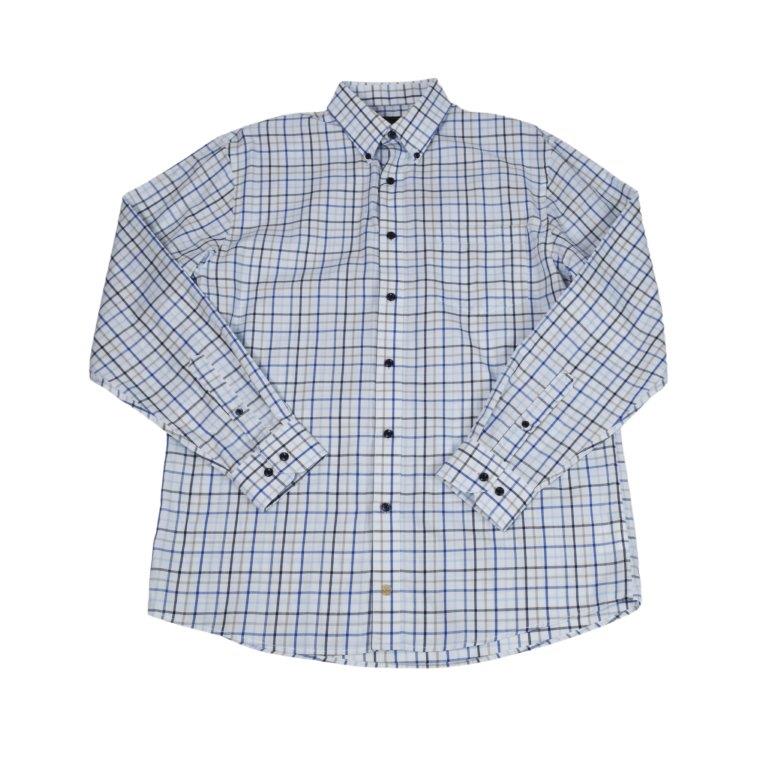 FX Fusion Long Sleeve Cotton 60%/Poly 40% Single Pocket Twill Multi Check Blue/Multi D10008