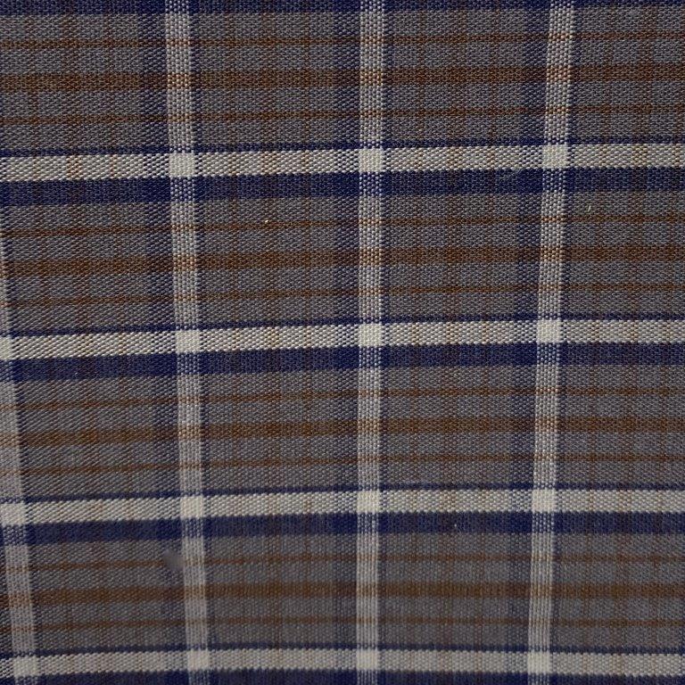 FX Fusion Long Sleeve Cotton 60%/Poly 40% Single Pocket Woven Mini Multi Line Check Grey/Brown/Navy D2156
