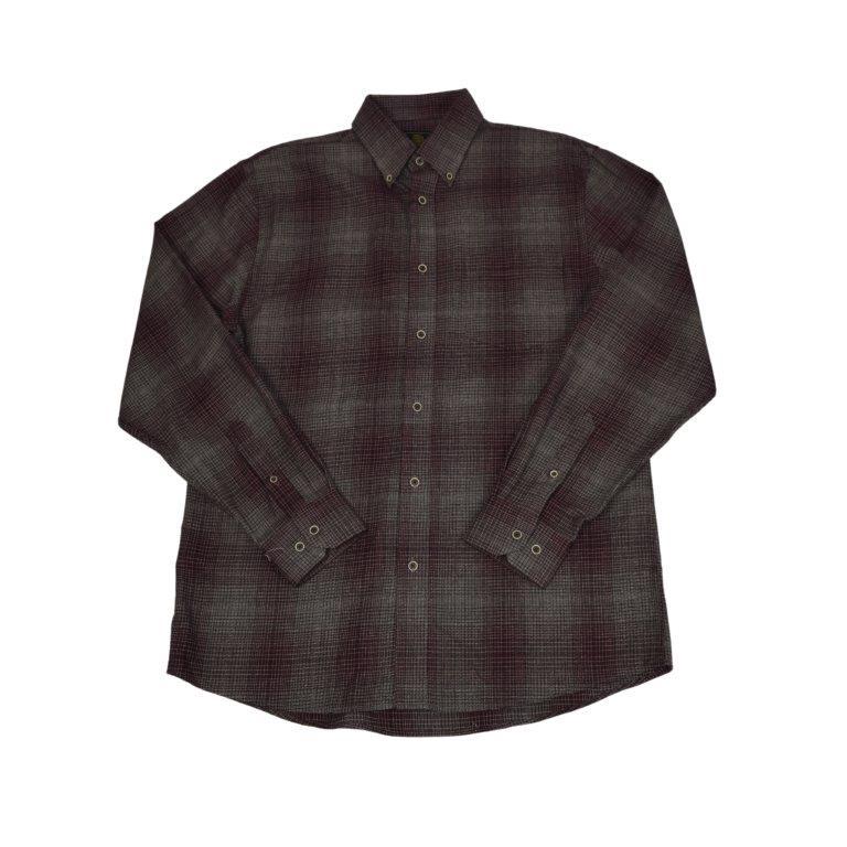 FX Fusion Long Sleeve Cotton 60%/Poly 40% Single Pocket Refined Dress Flannel Ombre Allover Burgundy/Brown FW10015
