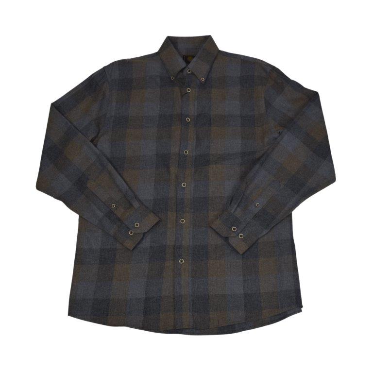 FX Fusion Long Sleeve Cotton 60%/Poly 40% Single Pocket Large Check Grey/Brown FW10016