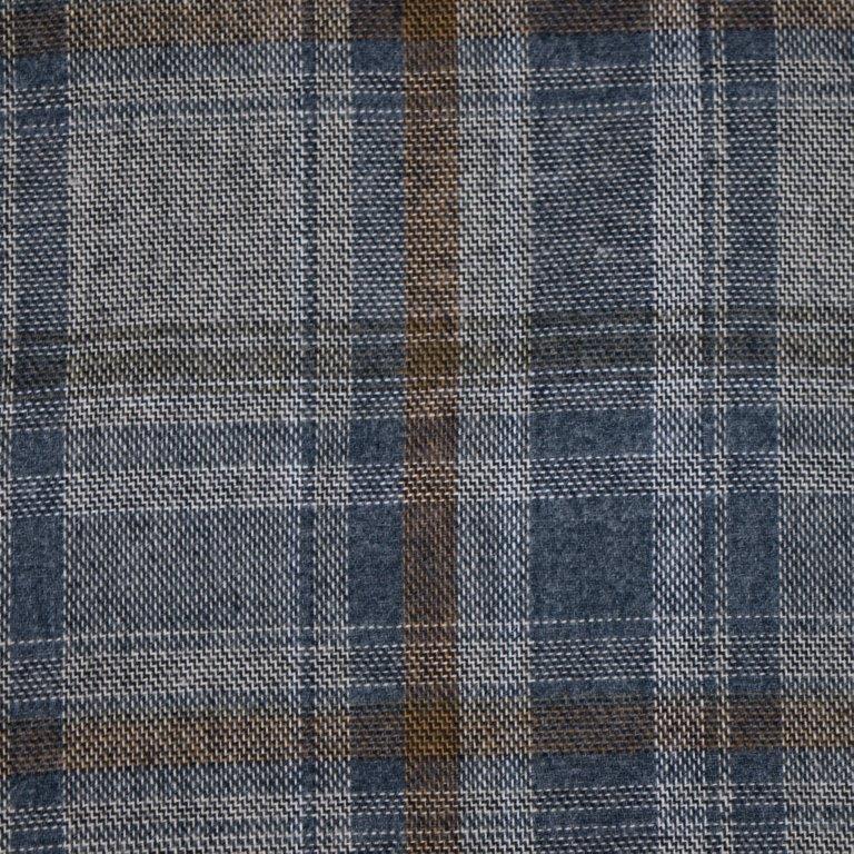FX Fusion Long Sleeve Cotton 60%/Poly 40% Single Pocket Plaid Grey/Blue Multi FW10017
