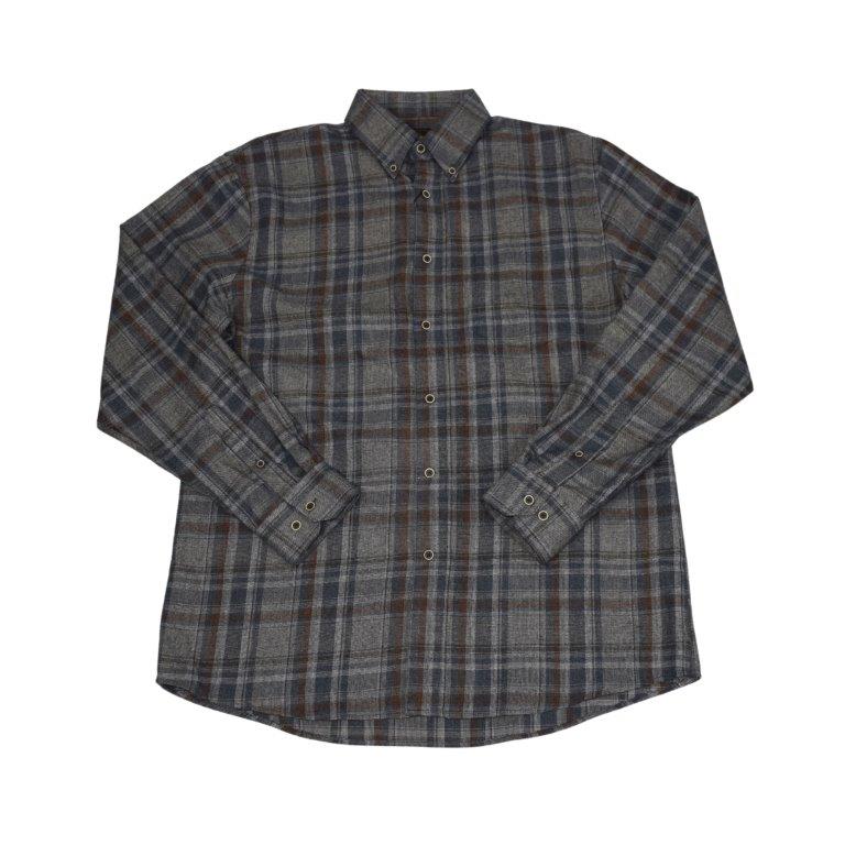 FX Fusion Long Sleeve Cotton 60%/Poly 40% Single Pocket Plaid Grey/Blue Multi FW10017