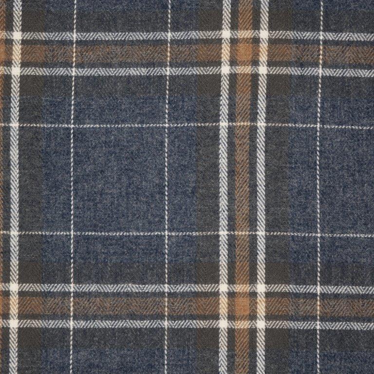 FX Fusion Long Sleeve Cotton 60%/Poly 40% Single Pocket Plaid Indigo/Tan/Multi FW10019