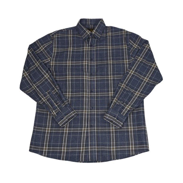 FX Fusion Long Sleeve Cotton 60%/Poly 40% Single Pocket Plaid Indigo/Tan/Multi FW10019