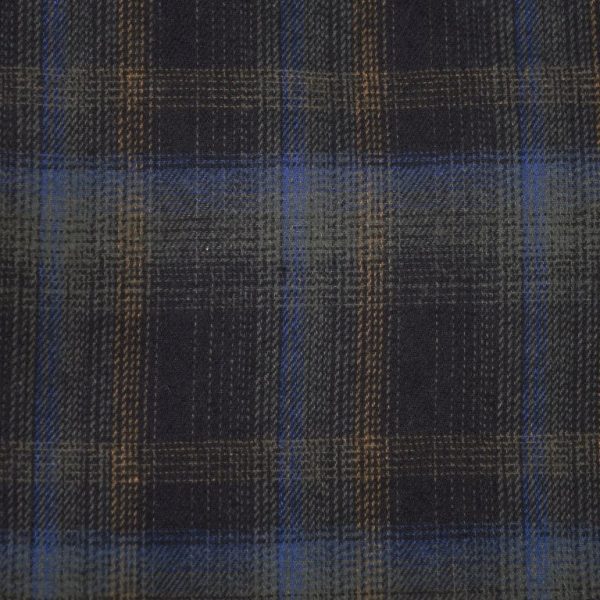 FX Fusion Long Sleeve Cotton 60%/Poly 40% Single Pocket Refined Dress Flannel Plaid Blue/Olive FW22012