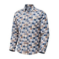 FX Fusion Long Sleeve Stretch Non-Pocket Fashion Textured Check Blue Tan Multi FW12021