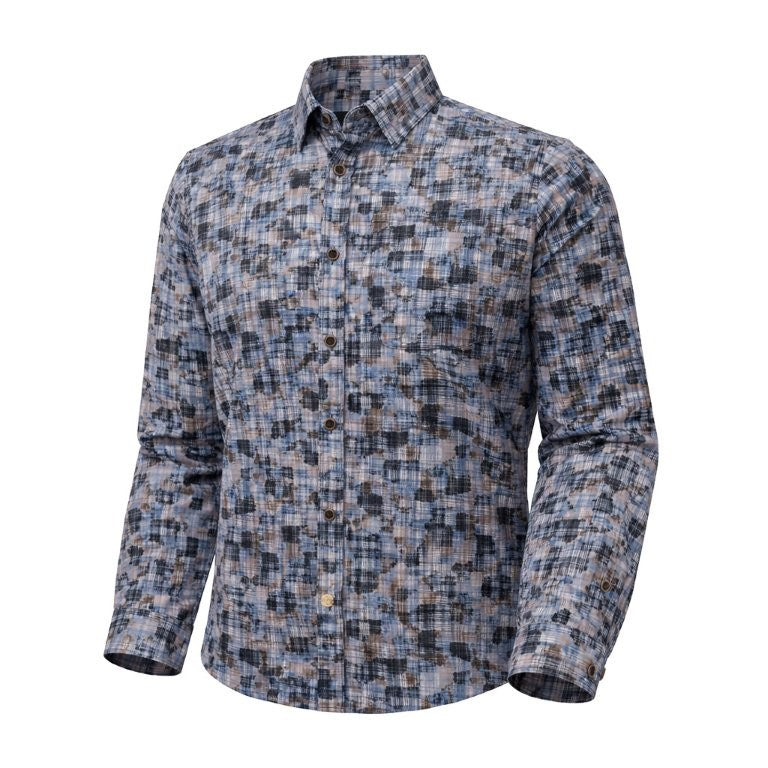 FX Fusion Long Sleeve Stretch Non-Pocket Random Crossed Lines Print Grey/Brown/Multi FW12024
