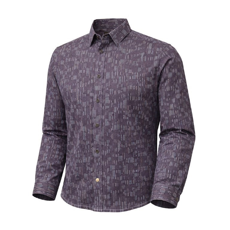 FX Fusion Long Sleeve Stretch Non-Pocket Vertical Lines Abstract Print Brown/Multi FW12026