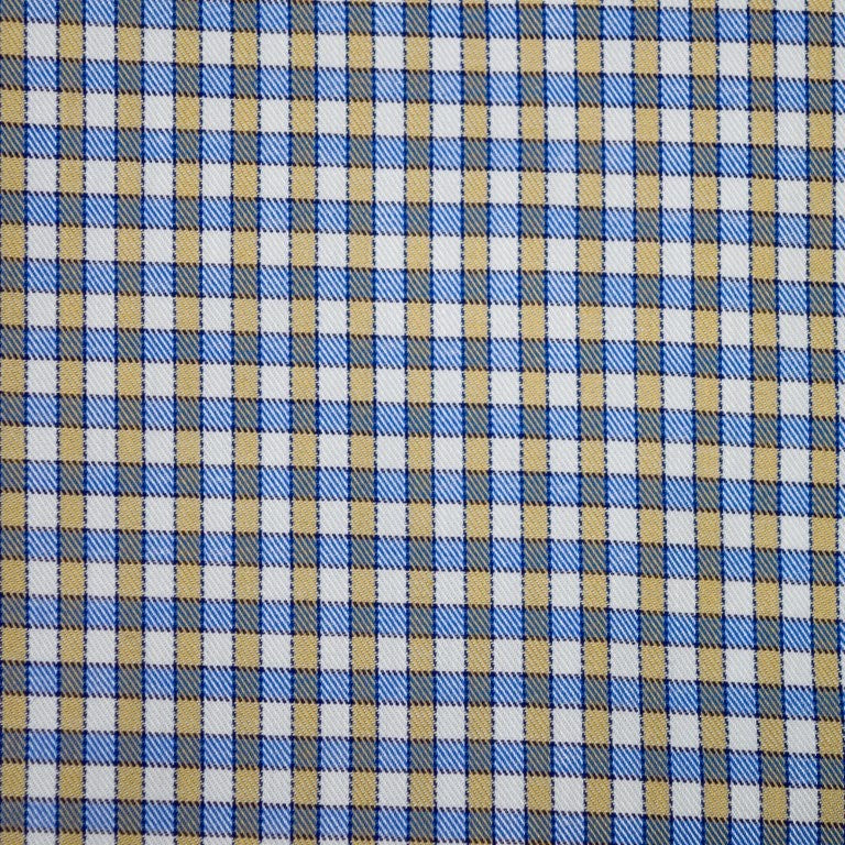 FX Fusion Long Sleeve Underbutton Single Pocket 100% Wrinkle Free Cotton Gingham Check Blue/Taupe FW12060