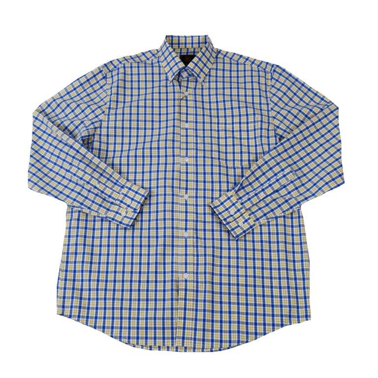 FX Fusion Long Sleeve Button Down Single Pocket 100% Wrinkle Free Cotton Repeat Multi Gingham Yellow/Blue FW1830