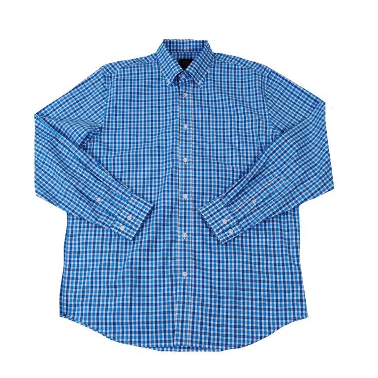 FX Fusion Long Sleeve Button Down Single Pocket 100% Wrinkle Free Cotton Repeat Multi Gingham Teal Turquoise FW1832