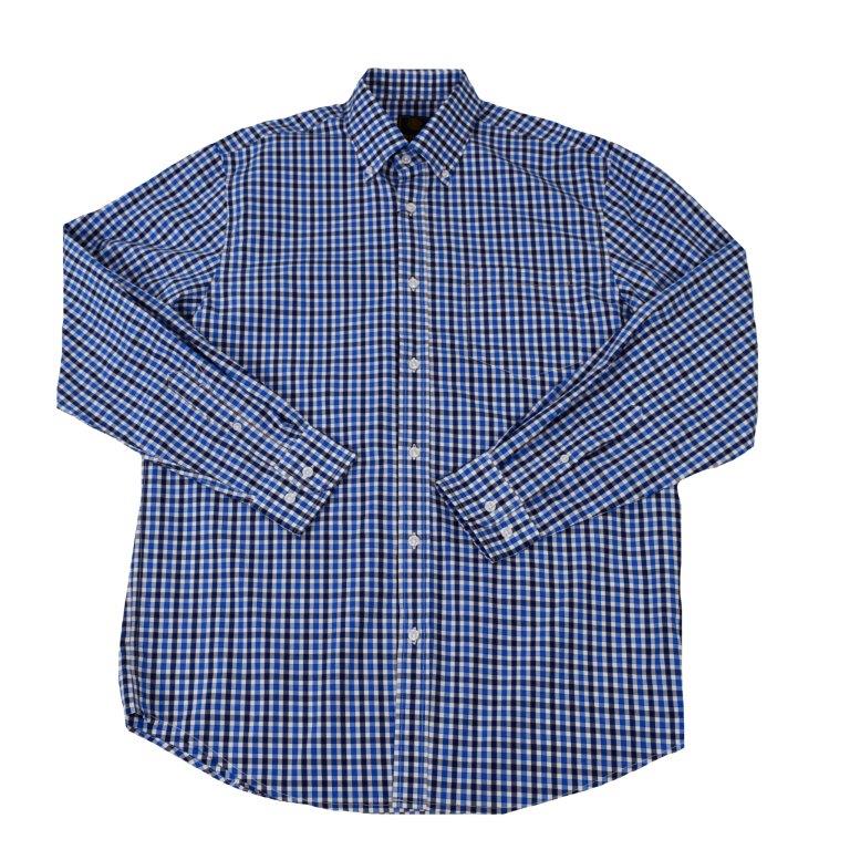 FX Fusion Long Sleeve Button Down Single Pocket 100% Wrinkle Free Cotton Repeat Multi Gingham Royal/NavyFW1836