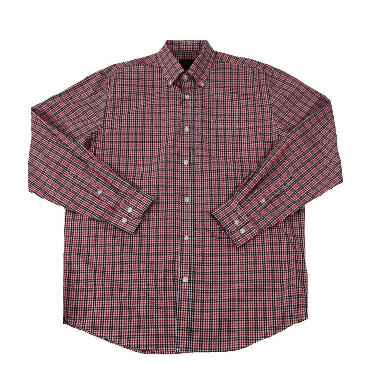 FX Fusion Long Sleeve Button Down Single Pocket 100% Wrinkle Free Cotton Poplin Tram Weave Black/Red FW1840