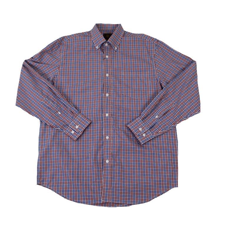 FX Fusion Long Sleeve Button Down Single Pocket 100% Wrinkle Free Cotton Poplin Tram Weave Burgundy/Blue FW1842
