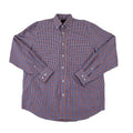 FX Fusion Long Sleeve Button Down Single Pocket 100% Wrinkle Free Cotton Poplin Tram Weave Burgundy/Blue FW1842