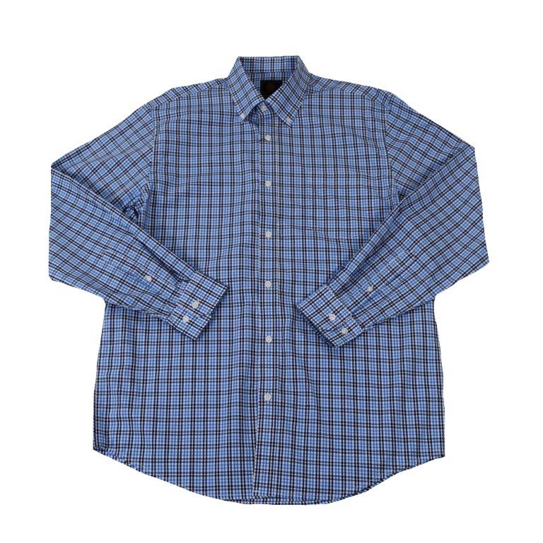 FX Fusion Long Sleeve Button Down Single Pocket 100% Wrinkle Free Cotton Poplin Tram Weave Navy/Royal FW1844
