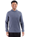 Cutter & Buck Adapt Recycled Soft Knit Stripe Mens Big & Tall Hooded Pullover Navy Heather/White Micro Stripe BCK01388