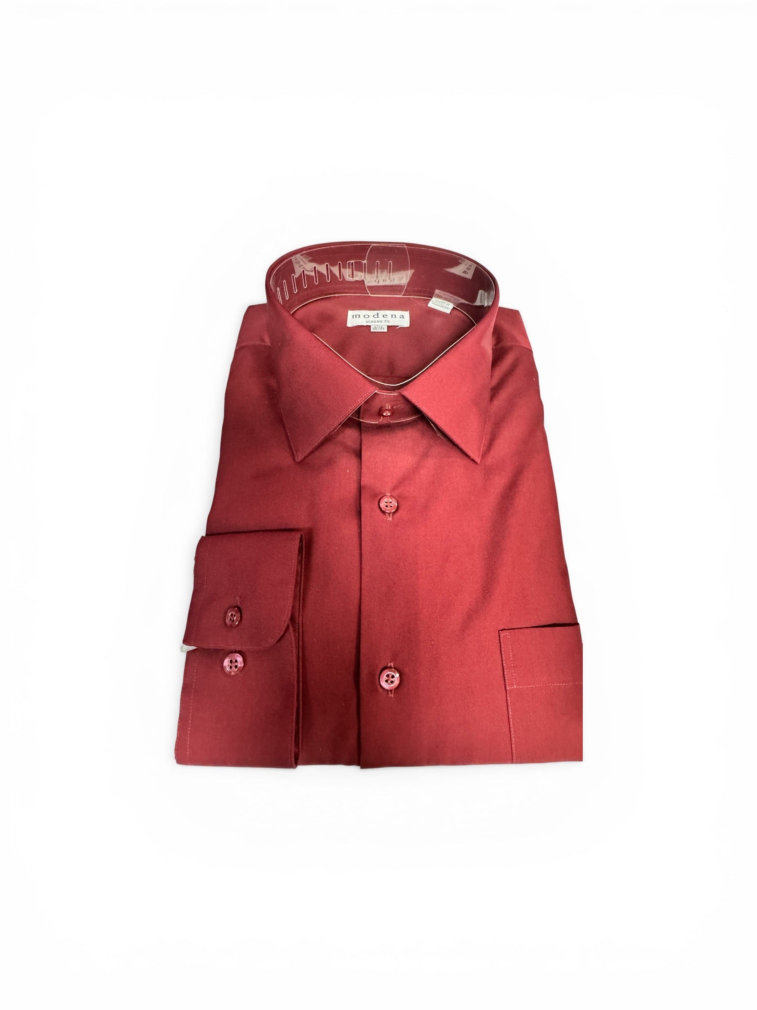burgundy dress shirt on a white background