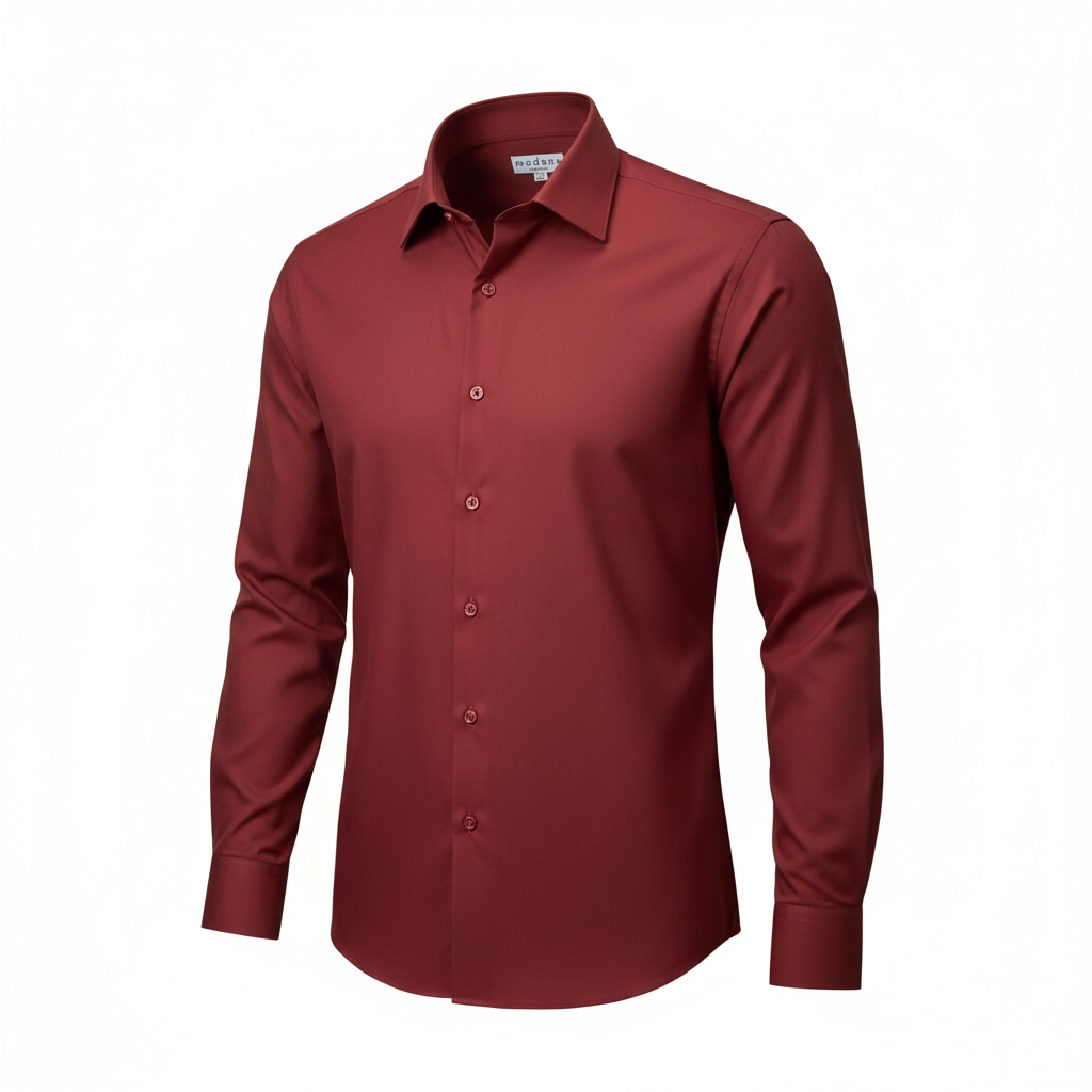 burgundy shirt on a white background