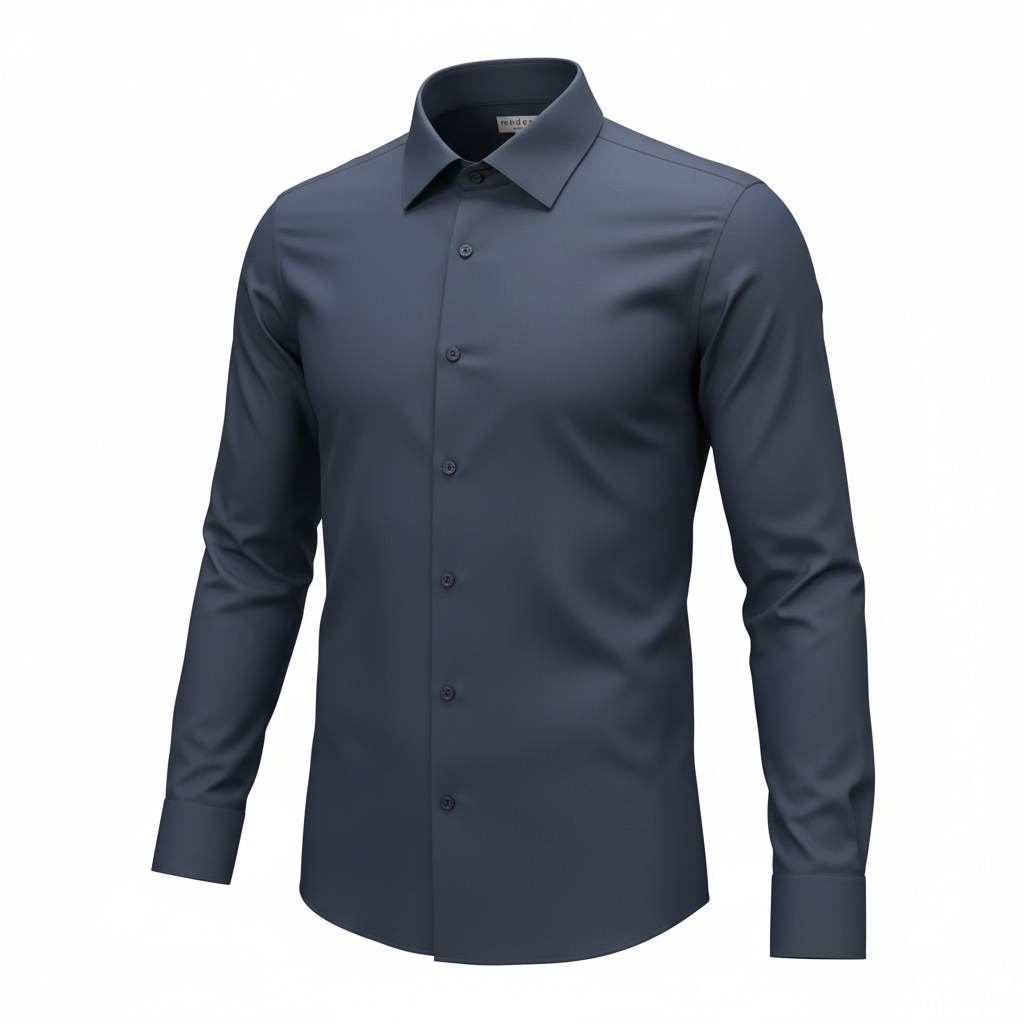 Dark navy dress shirt on a white background