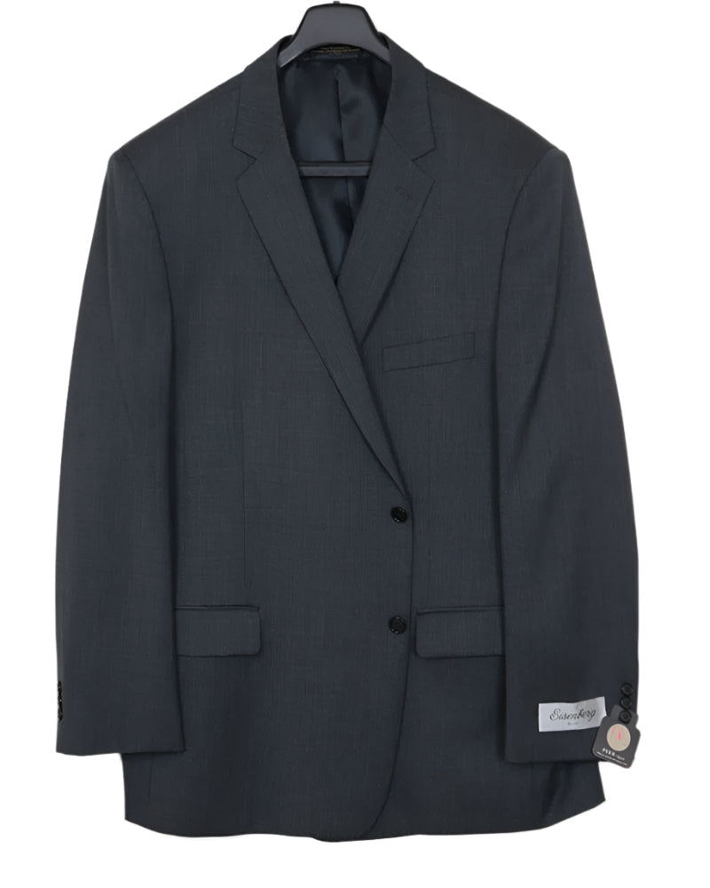 mid gray suit jacket on a hanger with a white background
